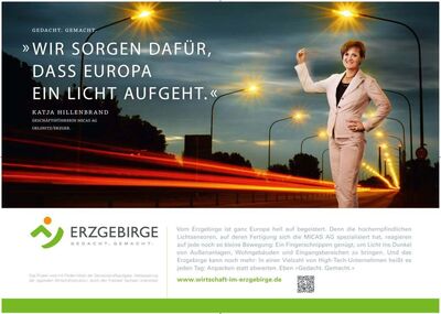 Katja Hillenbrand ist Sachsens Unternehmerin des Jahres 2014. Sie wirkte als Botschafterin des Erzgebirges zugleich in unserer Imagekampagne mit.