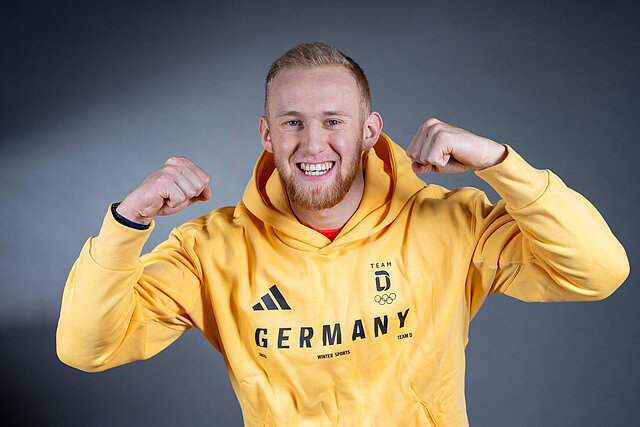 J&ouml;rn Wenzel: Aufsteigender Bob-Anschieber aus dem Osterzgebirge beim den Olympischen Winterspielen 2026. / &copy; Team Deutschland / picture alliance