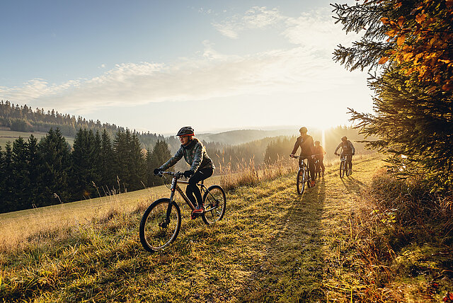 Nach Feierabend oder am Wochenende geht's ab aufs Bike - zum Beispiel auf die Blockline oder auf 2.600 km Rad- und Mountainbike-Routen. / © Tourismusverband Erzgebirge e.V. / Felix Meyer