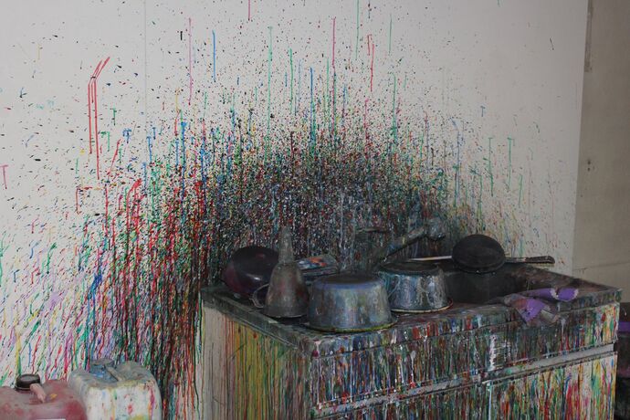 Hier wird's bunt: Der Farbmischplatz. Hier wird's bunt: Der Farbmischplatz.